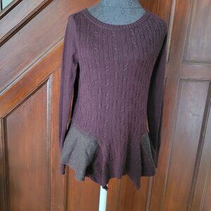Knitted Knotted Anthropologie Cable Knit Peplum Sweater Top With Textured Hem -